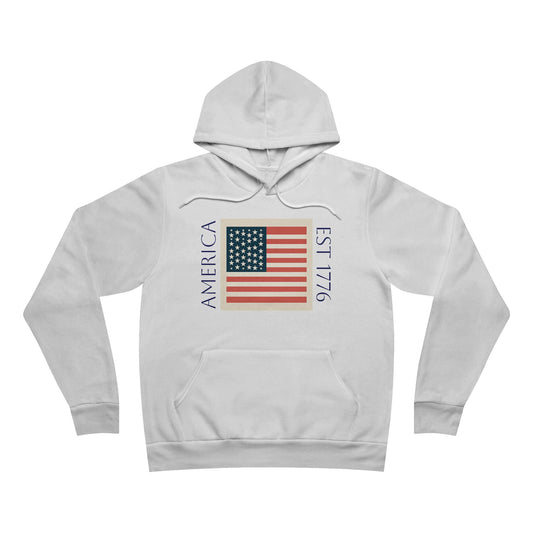 Patriotic American Flag Hoodie - EST 1776 Unisex Pullover